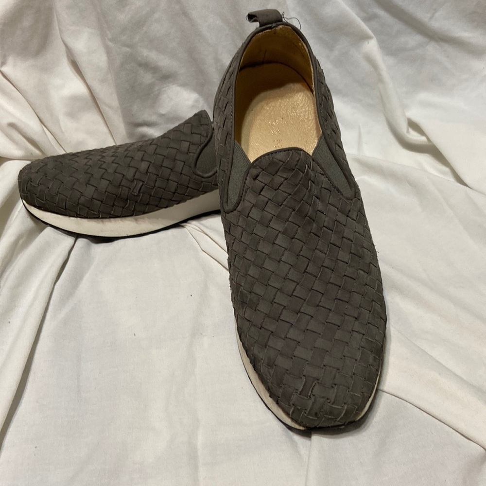 Men’s woven Leather Slip-on Sneaker/Shoes size 40 made in Italy Grey M.Gemi